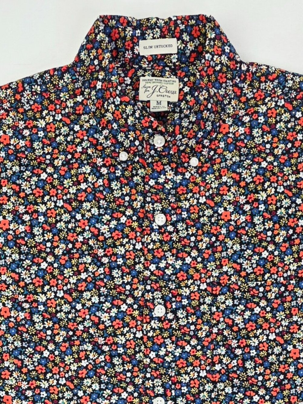 J. Crew Slim Untucked Floral Stretch Mens Size Medium Button Down Long Sleeve